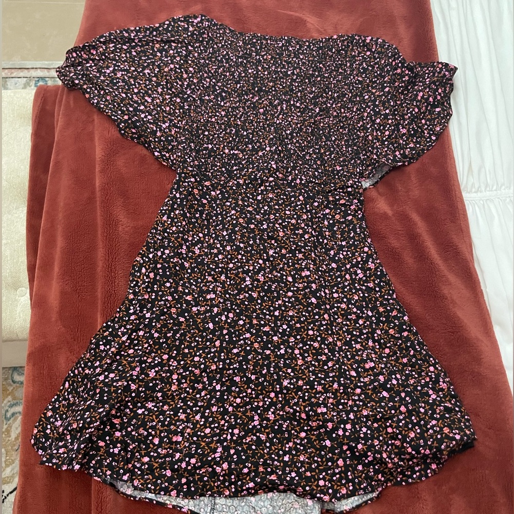Free people FLORENCE MINI DRESS. Evening combo ( black with flowers).